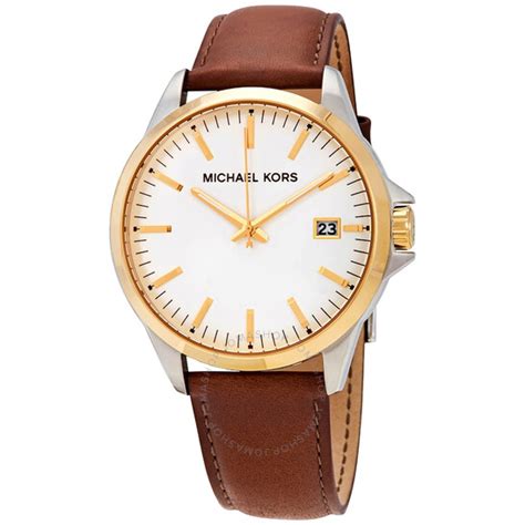 michael kors mk7071|Michael Kors White Dial Men's Leather Watch MK7071.